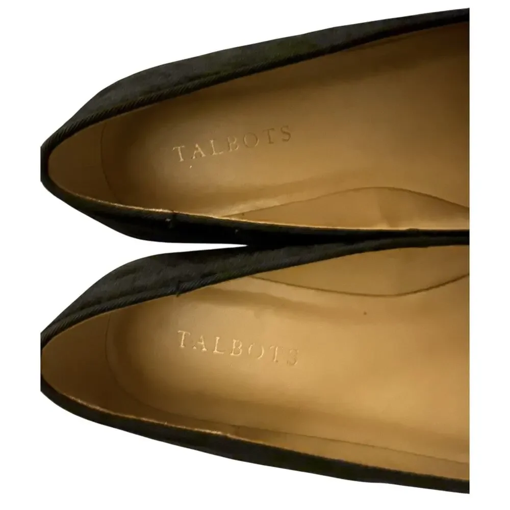 Talbots Stella Double Bow Nappa Loafers Black Velvet NWOB
